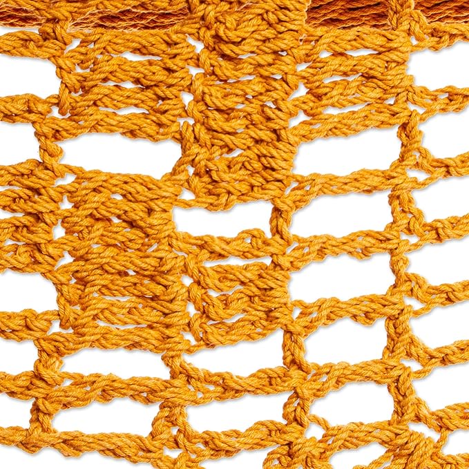 NOVICA Handmade Amber Cotton Hammock (Triple) with Macrame Panels - Double-Sized, Comfortable and Durable Outdoor Hamaca for Travel, Camping - 100% Cotton, Holds up to 550 lbs, Mirage in Amber'