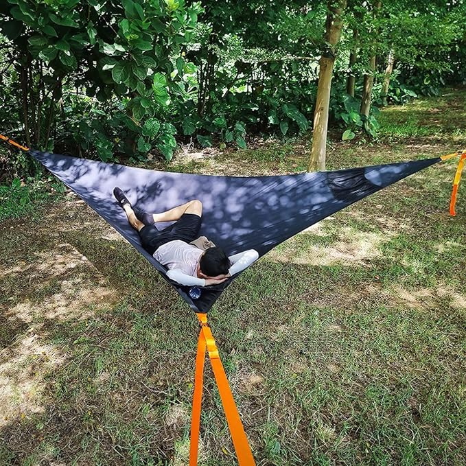 Triangle Hammock, 13Ft Extra Large Multi Person Camping Hammock, Outdoor Aerial Hammock 3 Point, Max 500lbs