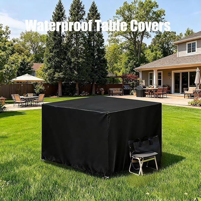 Outdoor Table Cover, Patio Furniture Covers Waterproof, 420D Rectangular Outdoor Couch Cover - Lawn Patio Covers for Outside Sofa, Dining Table Chairs Sets (55" L x 55" W x 35" H)