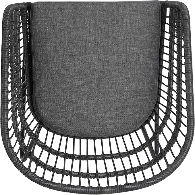 Christopher Knight Home Terry Acacia Wood Patio Dining Set for 6, Rectangular Patio Dining Table and Faux Rattan Chairs Set of 6, 7 Piece Outdoor Dining Set with Cushion and Iron Frame, Teak+Gray