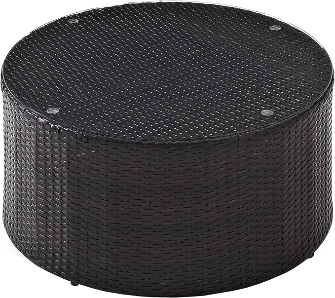 Crosley Furniture Catalina All Weather Rattan Wicker Outdoor Round Coffee Table for Patio, Deck, Porch, Brown