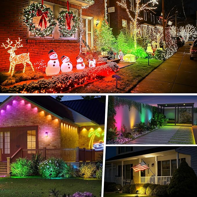 WENATY Solar Spot Lights Outdoor Color Changing, [7 Mode/6 Pack] Christmas Landscape Spotlights, Solar Lights Outdoor Waterproof,Led Powered Flood Light for Halloween Pathway Yard Garden Tree Walkway