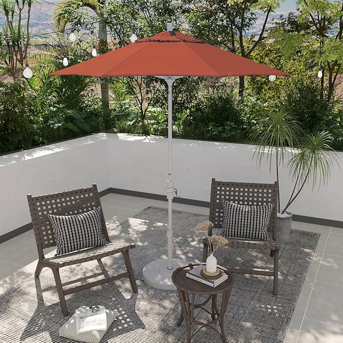 California Umbrella 7.5' Rd. Aluminum Patio Umbrella, Crank Lift, Collar Tilt, White