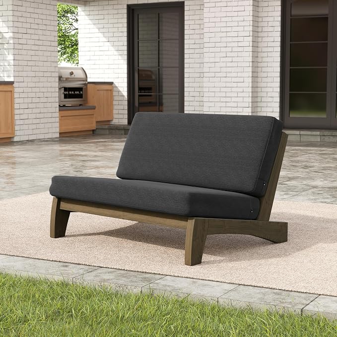 Pia Ricoo 1-Piece Patio Furniture Set, Outdoor Loveseat with 4.5-Inch Thick Cushions, All-Weather Outdoor Sofa for Backyard, Deck, Lawn - Drak