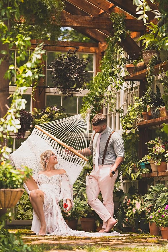 Handwoven Nicaraguan Cotton Hammock with Wooden Bars