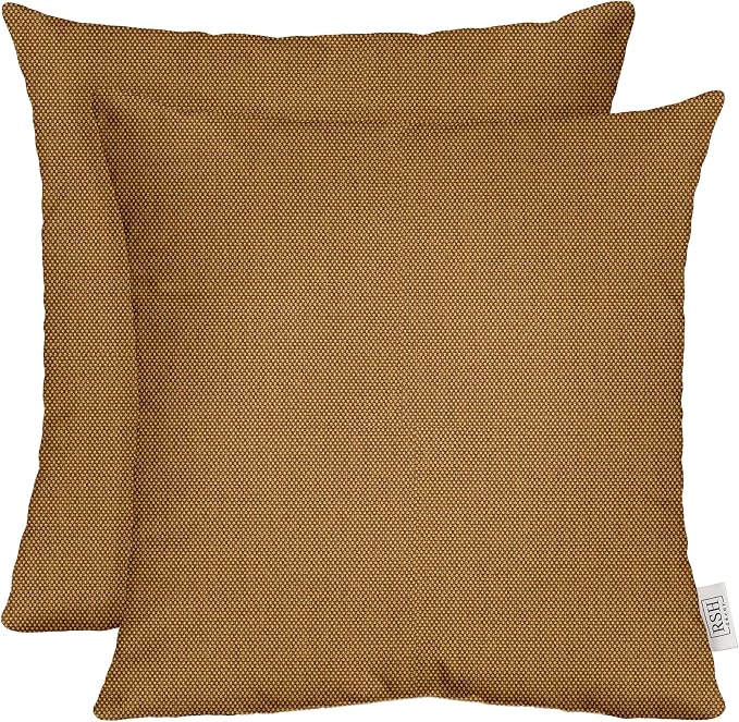 RSH DECOR: Sunbrella Square Throw Pillows Set of 2 | 22" x 22" | Water and Fade-Resistant Performance Fabric | Outdoor Pillow Covers with Down-Alternative Inserts | Made in USA (Sailcloth Sienna Tan)