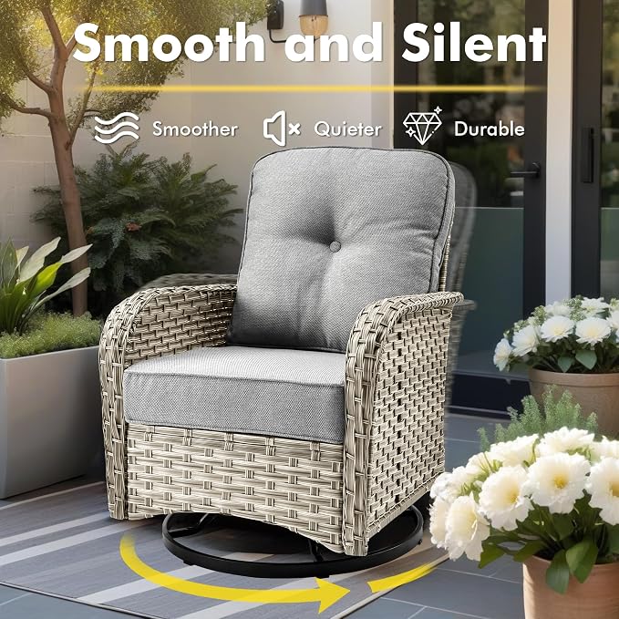 CAODOC Outdoor Sectional Patio Furniture Set,10 Pieces Wicker Conversation Sets L Shaped Couch,Out Door Sofa Outside Furniture with Swivel Chairs,Dark Gray