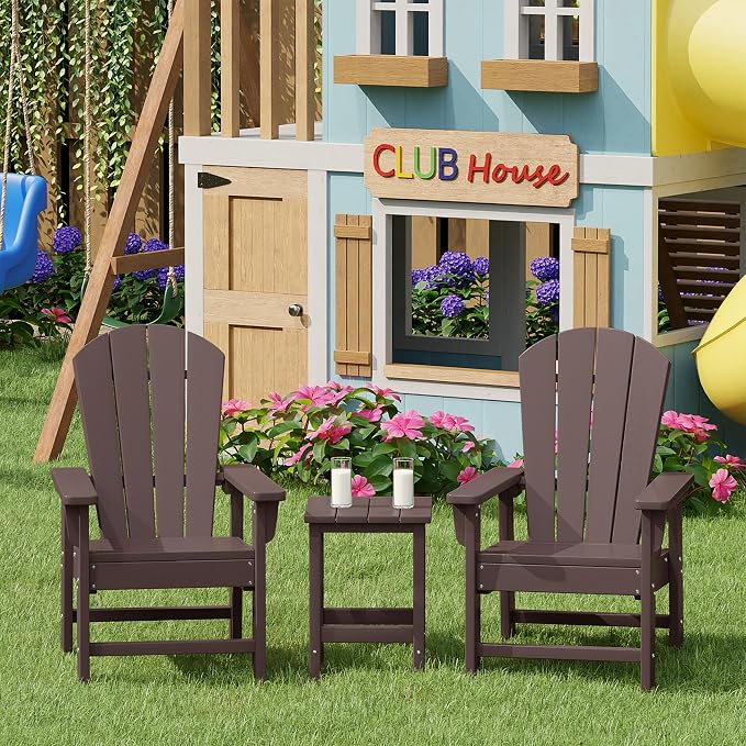 Costaelm Kids Outdoor End Table, Small Patio Table, Outdoor Side Table Porch Table Adirondack Patio Side Table for Outside, Pool, Porch, Garden, Dark Brown