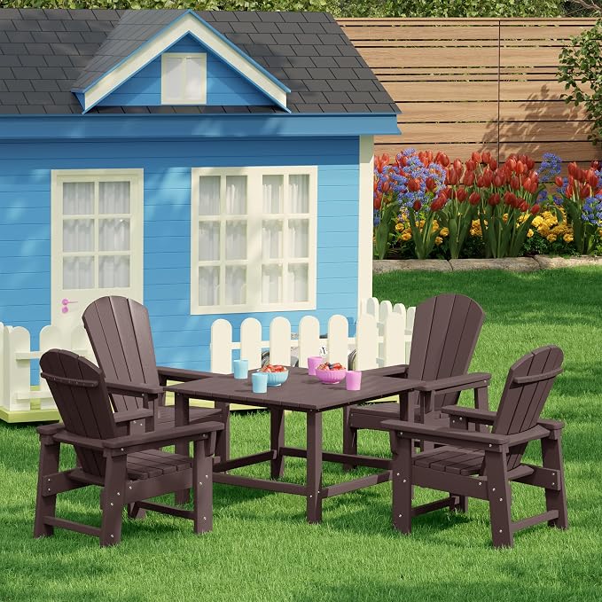 Costaelm Outdoor Kids Table, Toddler Dinner Table Baby Desk Outdoor Childrens Party Tables for Arts & Crafts, Snack Time, Multi-Activity Desk for Ages 2-8 in Classroom/Outside, Dark Brown