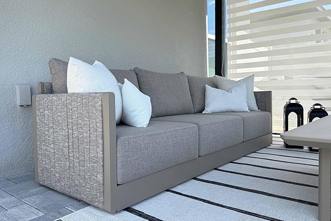 PURPLE LEAF 9 PCS Patio Furniture Set Patio Seating Sofas Aluminum Furniture Outdoor Couch Sectional Set with Cushions and Coffee Table Patio Conversation Sets Beige