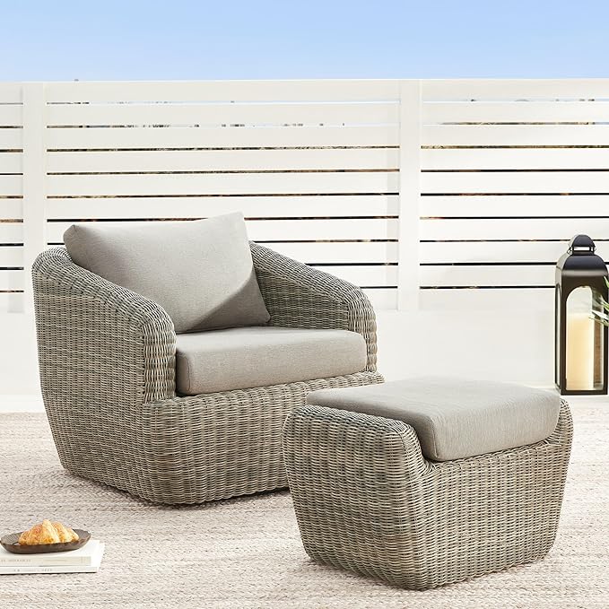 CHITA 6 Pieces Patio Wicker Furniture Set, Outdoor Rattan Bistro Set with Removable Thickened Cushions, Fully Assembled