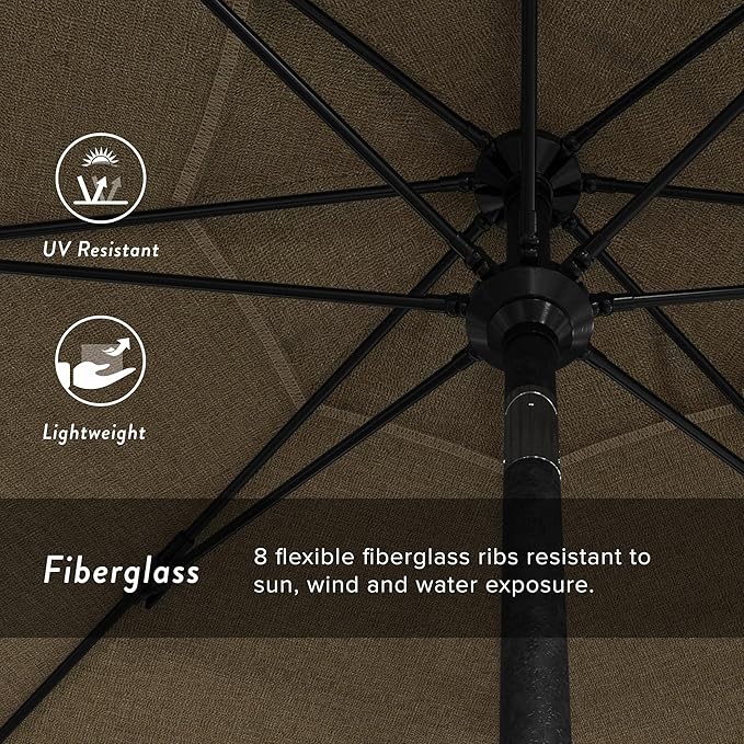 California Umbrella 9' Round Crank Lift, Collar Tilt, Aluminum Pole, Fiberglass Rib Patio Umbrella,