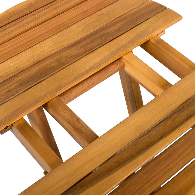 Christopher Knight Home Aurl 17.75" W Outdoor Acacia Wood Side Table, Round End Table, Slats Panel Design, Foldable and Adjustable Small Coffee Desk, Sofa Side Desk, No Assembly Needed, 175lbs Teak