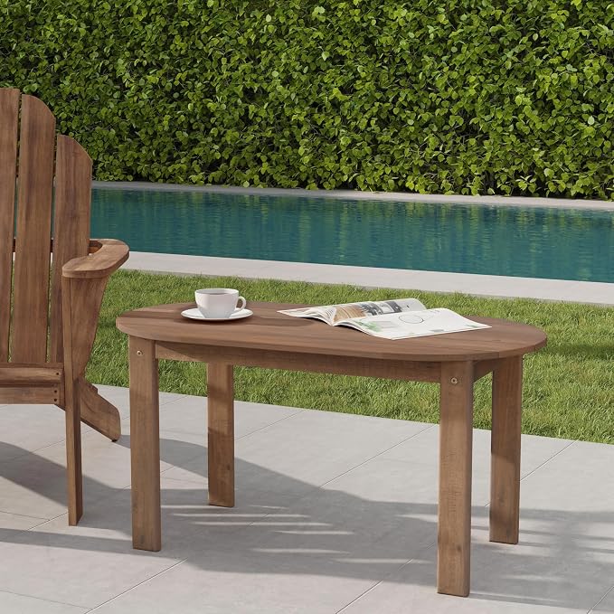Linon Coffee Table, 18.11D x 35.24W x 18.11H in, Acorn
