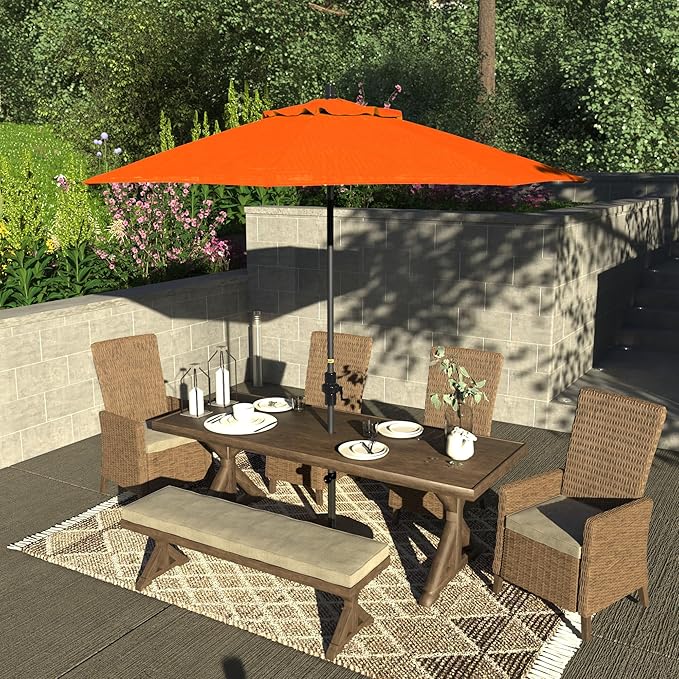 California Umbrella 9' Rd. Crank Lift, Collar Tilt, Aluminum Pole, Fiberglass Rib Patio Umbrella, Hammertone Grey Finish, Sunbrella Tuscan