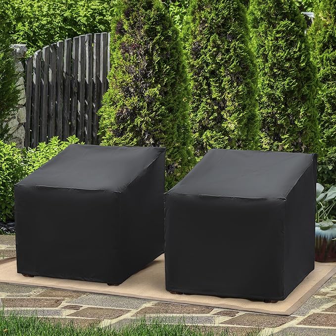 Patio Chair Covers 2 Pack, Outdoor Chair Covers Waterproof 600D Heavy Duty, All-Weather Patio Furniture Covers for Outdoor Swivel Chairs, Lawn Wicker Sofas & Rocking Chairs, Black