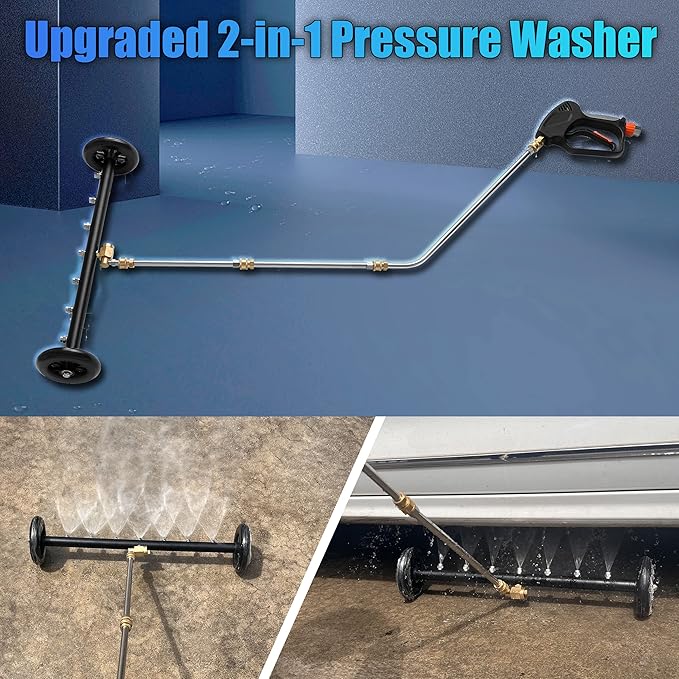Tool Daily Dual-Function Undercarriage Cleaner 24 Inch, Water Broom for Pressure Washer with 7 Nozzles, Undercarriage Pressure Washer Attachment with 3 Extension Wands, 4000 PSI