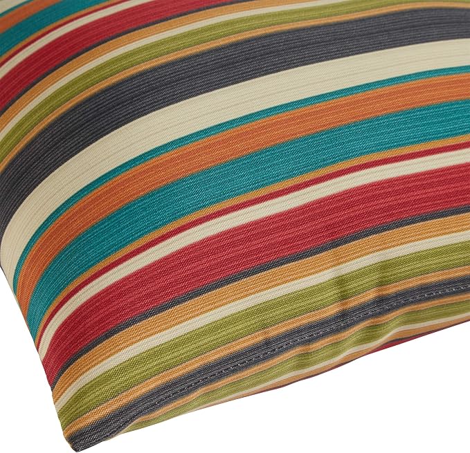 South Pine Porch Outdoor 17-inch Square Accent Pillow (Set of 2), Sunset Stripe