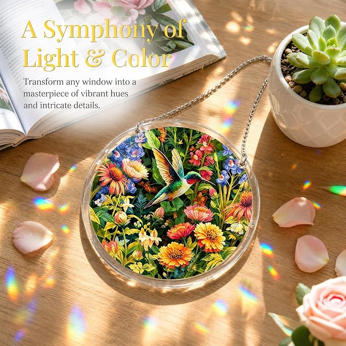 Acrylic Jigsaw Puzzle Suncatcher 7.8'',Stained Glass Suncatcher Home Decor | Butterfly Acrylic Puzzle Suncatcher,DIY Sun Catcher Puzzle Kit,Window Hanging Ornament Art,Home Garden Decor Gift for Mom