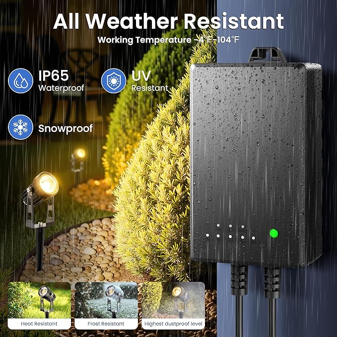 All-in-One Outdoor Low Voltage Landscape Lighting Kit, LED Landscape Spot Lights with 60W Transformer and 65FT Wire, Waterproof Outside Spotlights for Yard, Garden, Tree, Pathway, House, 3000K, 12Pack