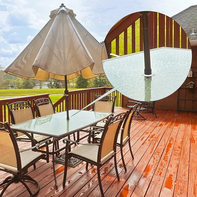 Bememo 2 Sets 2 Inch Patio Table Umbrella Hole Ring Plug and Cap Set Parasol Hole Cover Insert Umbrella Thicker Ring Plug and Cap Replacement Parts Standard Table for Outdoor Patio Garden Yard(Translucent)