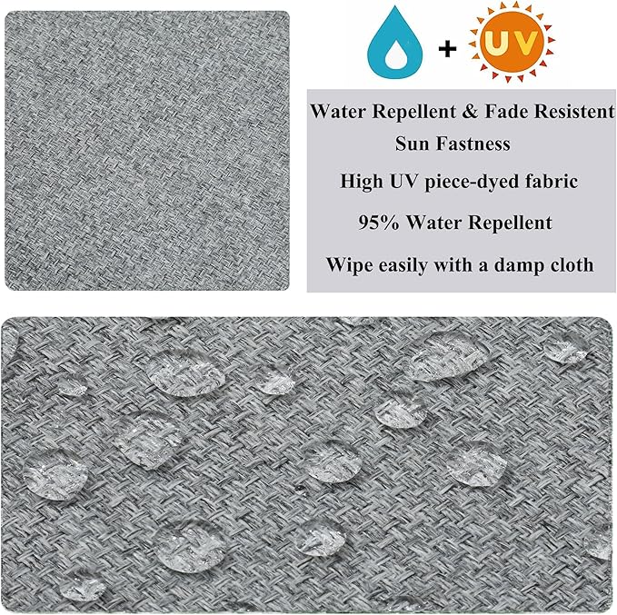 FUNHOME Outdoor Bench Cushion Covers,45" x 18" x 3", No Insert! Patio Cushion Covers Replacement for Outdoor Furniture,Water Resistant Patio Loveseat Cushion Covers 1 Pack, Light Grey (Covers ONLY)