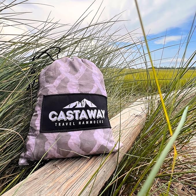 Castaway Travel Hammocks Double Rope Design Camping Hammock with 2 Tree Straps, Triple Stitched Durable Nylon Material, Compact Design for Backpacking, Travel, Beach, Backyard, Patio, Hiking