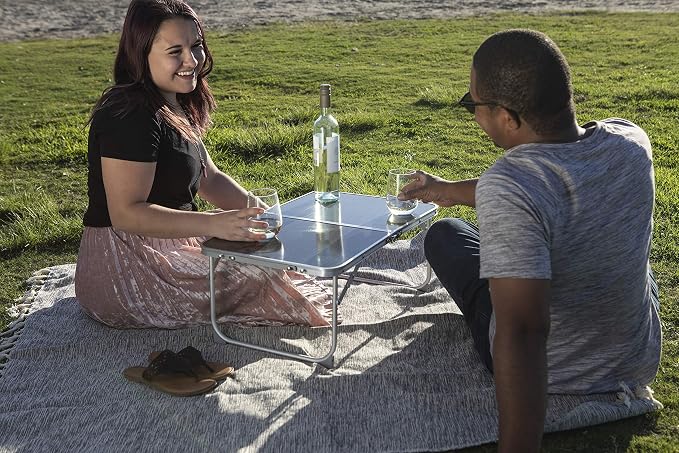 PICNIC TIME Disney Mickey Mouse Concert Mini Portable Table, Small Folding Table, Mini Picnic Table, (Charcoal Wood Grain)