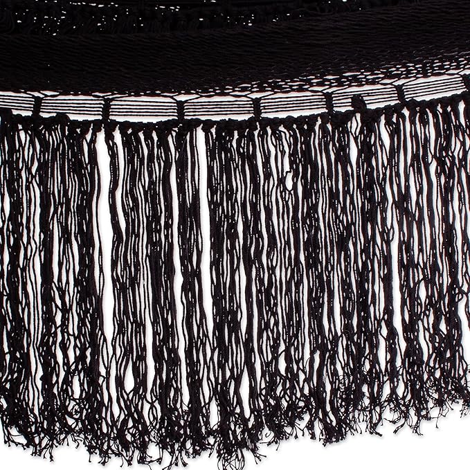 Novica Handmade Mirage in Black Cotton Rope Hammock (Triple)