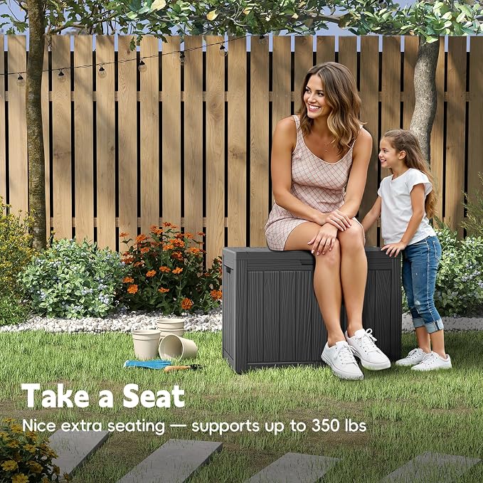 LubanNese Outdoor Storage Box, 50 Gallon Waterproof Resin Deck Box, Storage Bin for Package Delivery, Patio Furniture Cushion, Garden Tools, Pool Accessories, Weatherproof and UV Resistant