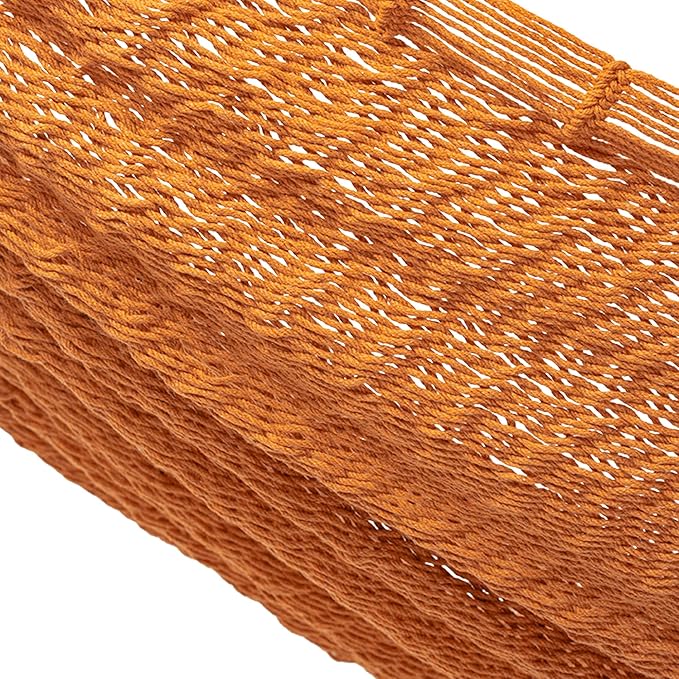 NOVICA Bright Orange Hand Woven Cotton Mayan 1 Person Rope Hammock with Hanging Accessories, 'Mango Paradise' (Single)