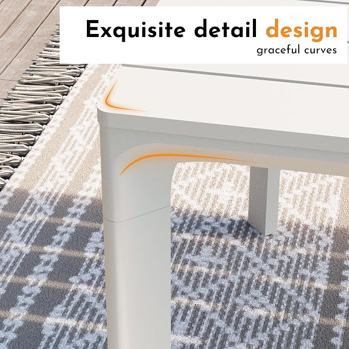 Modern Shade Cavo 79" All-Aluminum Outdoor Patio Dining Table, Minimalist Aluminum Patio Table with Elegant Easy-Clean Surface, Weather-Resistant Outdoor Dining Table for Garden, Indoor, White