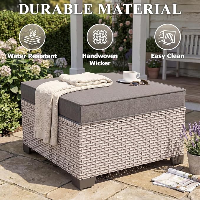 5-Piece Patio Furniture Set, Outdoor Swivel Rocking Chairs Set with Ottomans,All Weather Conversation Set for Porch Poolside Balcony,Gray
