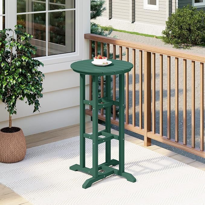 Costaelm Outdoor Bar Table, 42" Counter Height Round Patio Cocktail Bar Table, Patio Bar Table Bistro Dining Table Pub Table for Front Porch Deck, Backyard, Garden, Dark Green