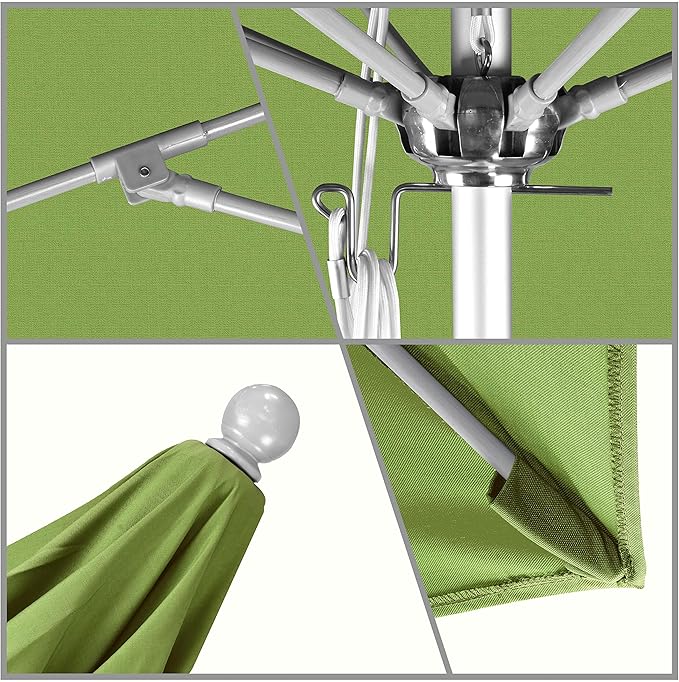 California Umbrella 7.5' Rd. Venture Series Contract Grade Patio Umbrella, Push Open Pin Stop, Silver Finish, Sunbrella Spectrum Cilantro