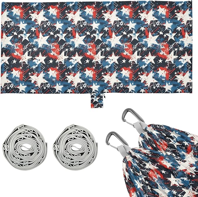 Camping Hammock Outdoor Hammocks for Outside Grunge White Blue Stars Beach Trees Portable Lightweight with Pockets Tree Straps Indoor