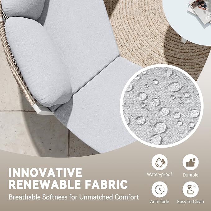 Crestlive Curved Patio Furniture Set, Modular Half Moon 6-Seater Sofa with Round Coffee Table, Aluminum Outdoor Sectional with 4.3" Cushions, All-Weather Couch for Backyard, Deck, Porch, Poolside