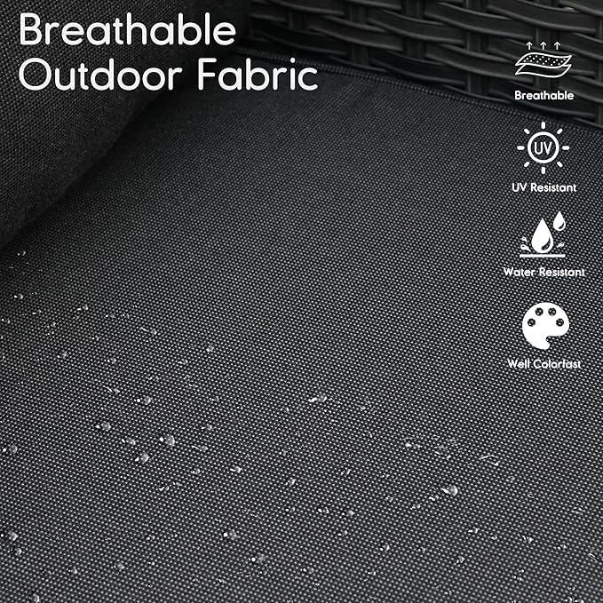 HOOOWOOO 10 Piece Patio Sectional Furniture Set with Swivel Rocking Chairs,Modern Wicker Outdoor Conversation Sofa Sets,Weather Resistant Modular L Shaped Outside Couch Set(Black)
