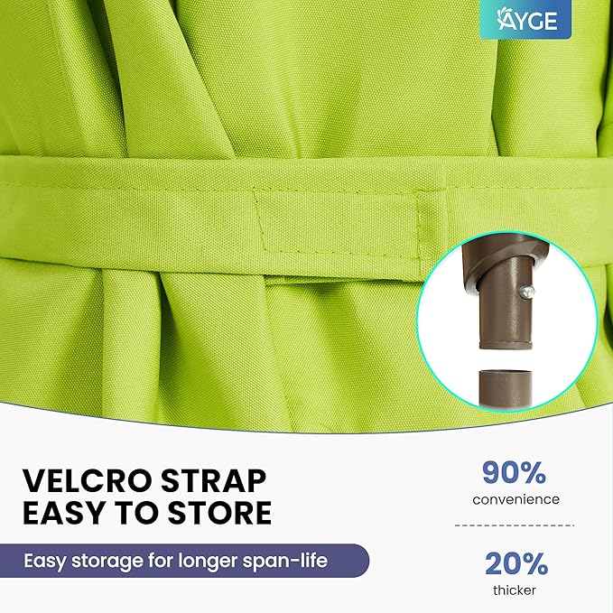 Ayge 6.5x10FT Rectangular Patio Umbrella Outdoor Table Umbrella w/Push Button Tilt & Crank Rectangle Market Umbrella UV Protection for Garden,Deck,Lawn,Yard & Pool,Lime