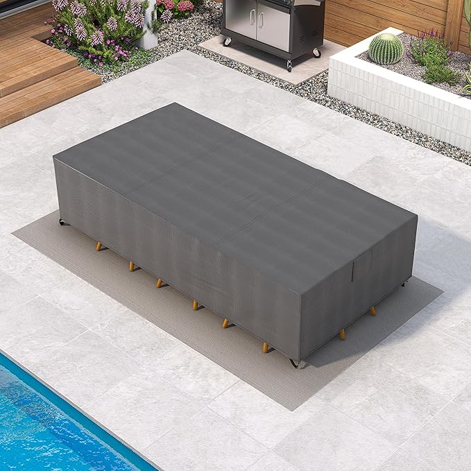 PURPLE LEAF Patio Furniture Cover Waterproof Heavy Duty TPU Coating Tear-Resistant Fabric for Outdoor Rectangular Sectional Sofa Couch Set Dining Table Chair Covers 136"L x 63"W x 29"H