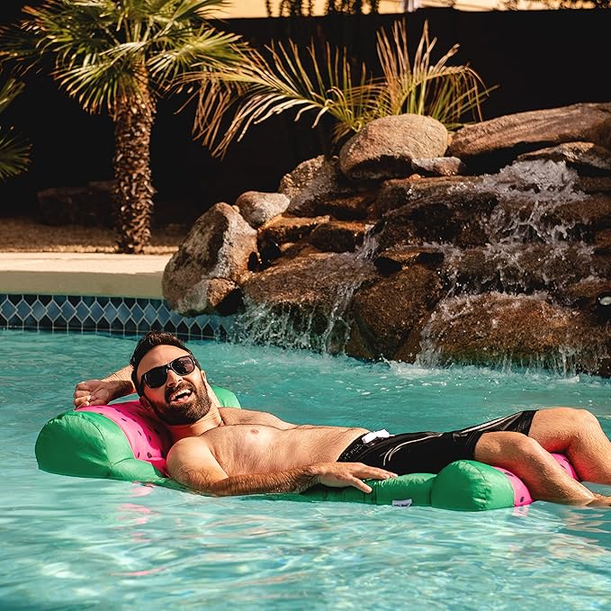 Big Joe Kona Hammock No Inflation Needed Pool Lounger with Headrest, Quick Draining Fabric, 4 feet Big
