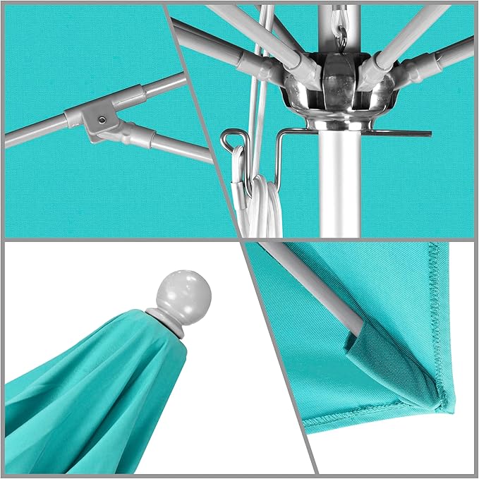 California Umbrella 11' Rd. Venture Series Contract Grade Patio Umbrella, Pulley Open, Silver Finish, Sunbrella Aruba