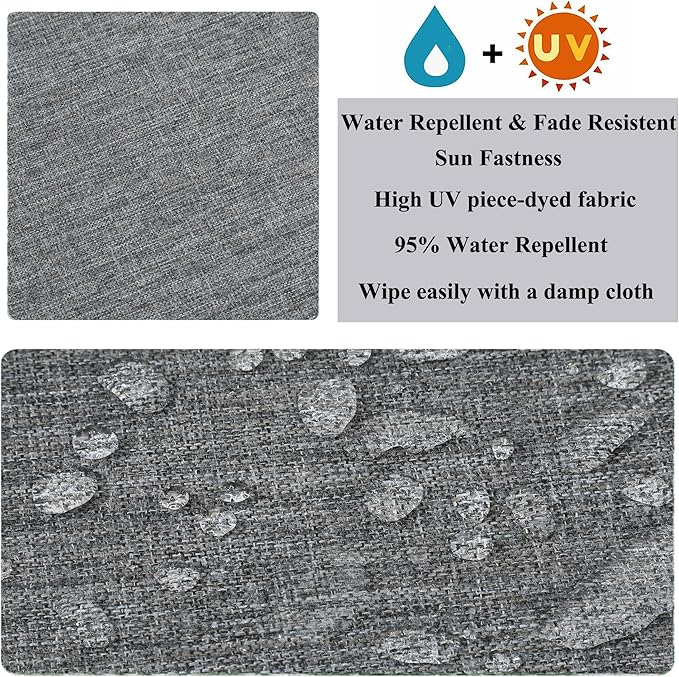 FUNHOME Outdoor Cushion Covers,54" x 18" x 3", No Insert! Patio Cushion Covers Replacement for Outdoor Furniture,Water Resistant Patio Bench Loveseat Covers 1 Pack, Grey(Covers ONLY)