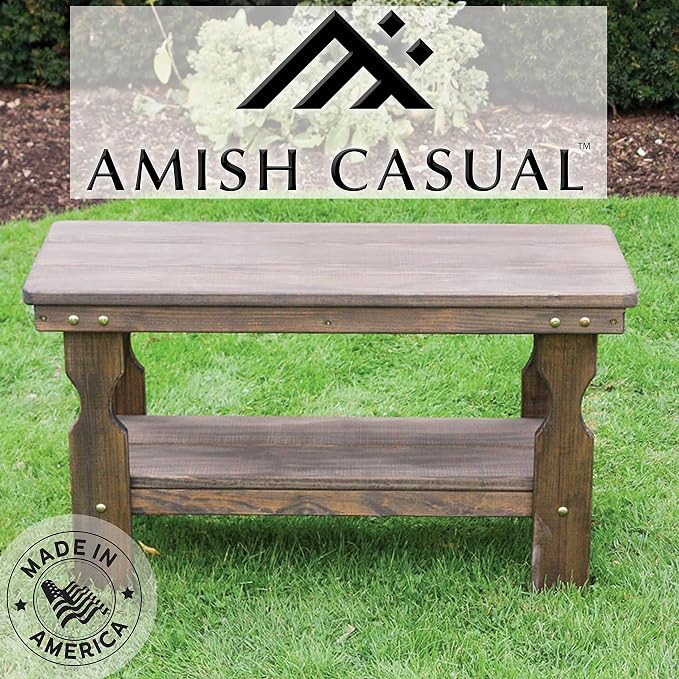 Amish Casual Heavy Duty Pressure Treated Wood Coffee Table in Dark Walnut Stain - Crafted from Solid Pine by Amish Craftsmen in The USA