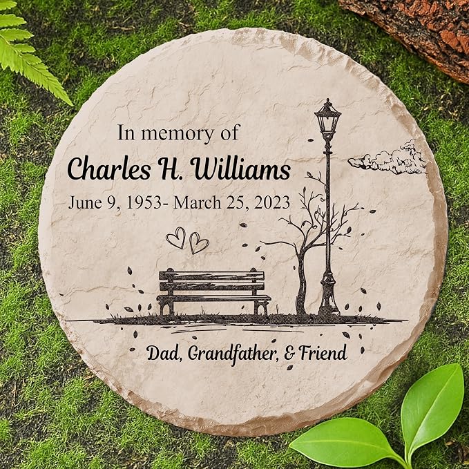 Personalized Memorial Garden Stone, Weatherproof Grave Marker, Sympathy Gift for Loss of Loved One, in Memory of Loved One Plaque, Dad Grief Natural Garden Stone