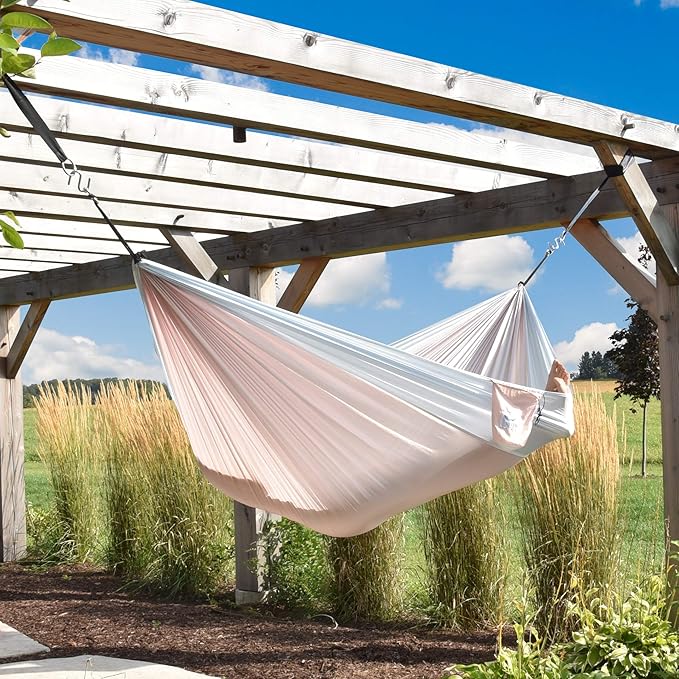 Vivere Double Parachute Camping Hammock, Includes Stuff-Sack (Sand/Sky)