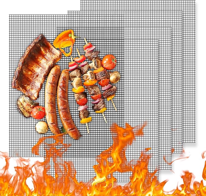 Dailyart Grill Mesh Mat - Set of 5 Non-Stick Mesh Grill Mats for Outdoor Grill -Even Heating&Easy to Clean& Reusable Outdoor BBQ Accessories, Works on Gas, Charcoal, Electric Grills 15.75 x 13" Black