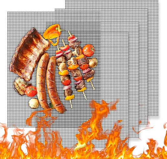 Dailyart Grill Mesh Mat - Set of 5 Non-Stick Mesh Grill Mats for Outdoor Grill -Even Heating&Easy to Clean& Reusable Outdoor BBQ Accessories, Works on Gas, Charcoal, Electric Grills 15.75 x 13" Black