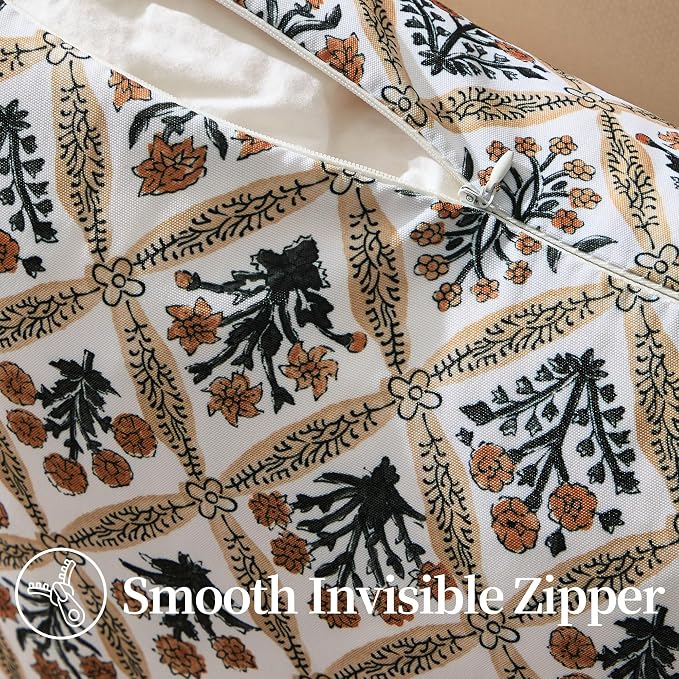 Allorry Floral Outdoor Pillow Covers 12x20 Brown Outdoor Waterproof Decor | Set of 2 Vintage Floral Block Print Pillow Cover,Farmhouse Boho Decorative for Spring Summer Outdoor Sofa Bedroom Decor