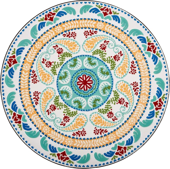 Quality Outdoor Living 29-KY02BL Accent Side Table - Small, Colorful Mosaic Design, Rust-Resistant Steel Frame, Blue